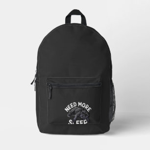 Need More Sleep Bulldog Humour for Dog Lovers Printed Backpack