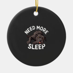 Need More Sleep Bulldog Illustration for Dog Ceramic Tree Decoration