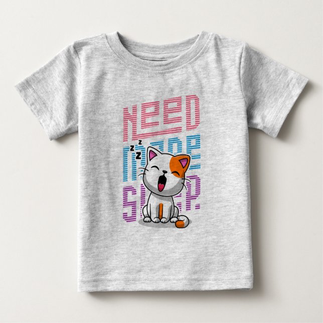 Need more Sleep | Funny Cat cute yawn expression Baby T-Shirt (Front)