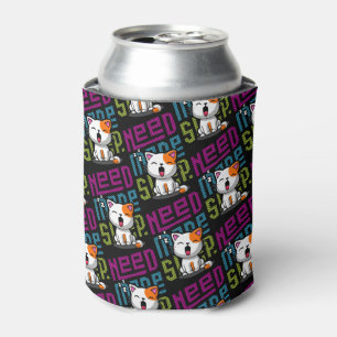 Need more Sleep   Funny Cat cute yawn expression Can Cooler