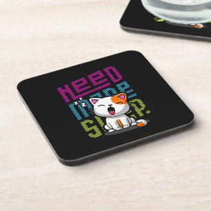 Need more Sleep   Funny Cat cute yawn expression Coaster