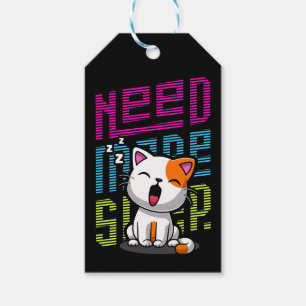Need more Sleep Funny Cat cute yawn expression Gift Tags