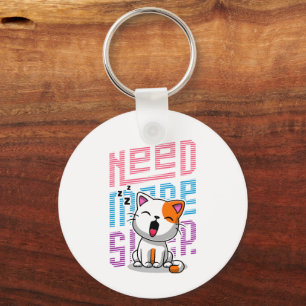 Need more Sleep   Funny Cat cute yawn expression Key Ring