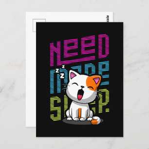 Need more Sleep   Funny Cat cute yawn expression Postcard
