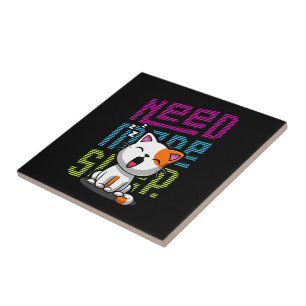 Need more Sleep Funny Cat cute yawn expression Tile