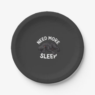 Need More Sleep Tired Dog Illustration for Dog Paper Plate