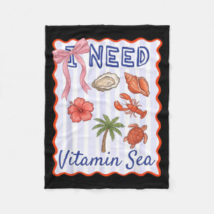 Need Ocean Vibes Girly Coastal nk Bow Coquette es Fleece Blanket