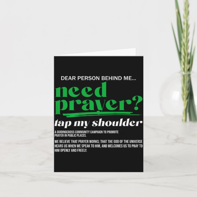 Need Prayer Tap My Shoulder Christian Men Women (o Card (Front)