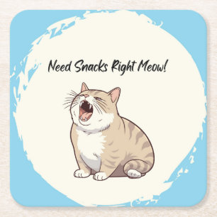 Need Snacks Right Meow 6 Paper Coasters
