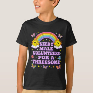 Need two male volunteers for a rainbow T-Shirt