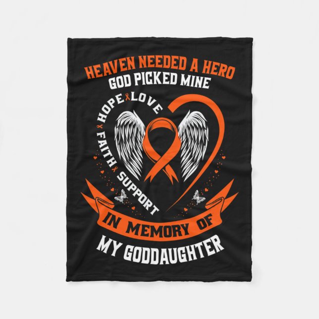Needed A Hero God Picked My Goddaughter Leukaemia  Fleece Blanket (Front)