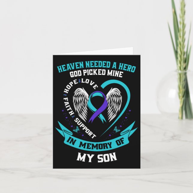 Needed A Hero God Picked My Son Suicide Awareness  Card (Front)