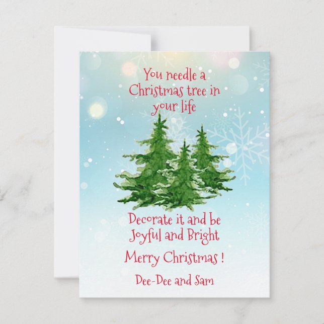 Needle a Christmas Tree Flat Holiday Card (Front)