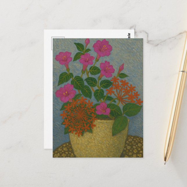 Needle Flower and Four's o'clock Flower Postcard (Front/Back In Situ)