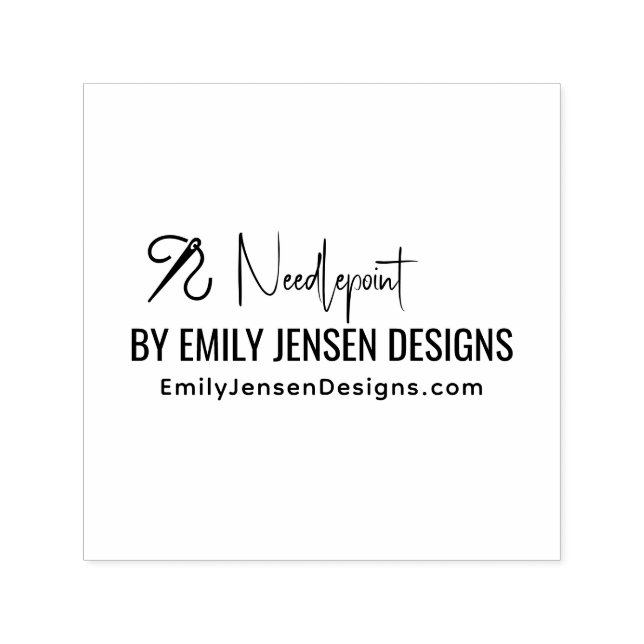 Needle Needlepoint #1 Business Name Website URL Self-inking Stamp (Design)