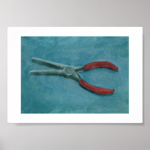 Needle-nose pliers still life acrylic painting poster