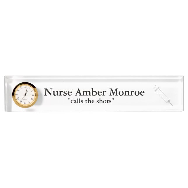 "Needle" Personalised Nameplate w/Clock (Front)