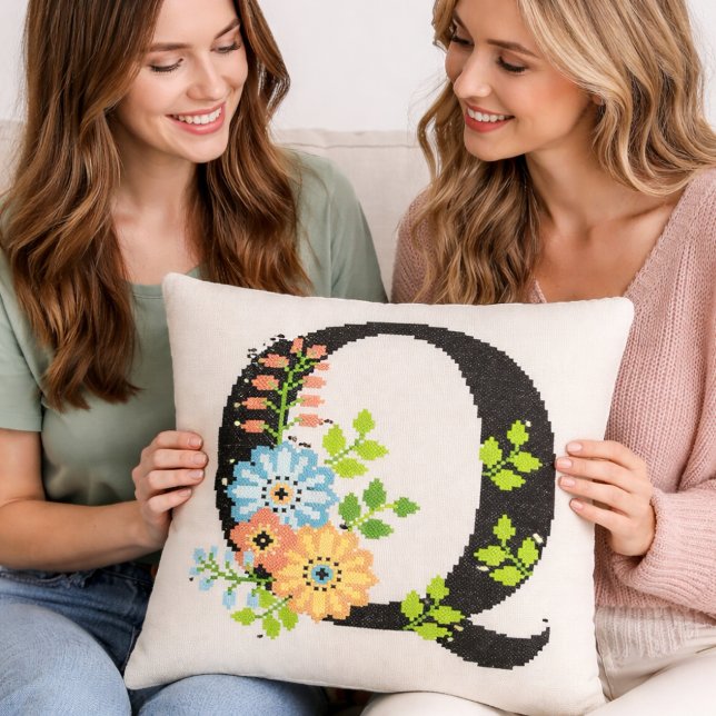 Needle Point Floral Letter O Cushion (Creator Uploaded)