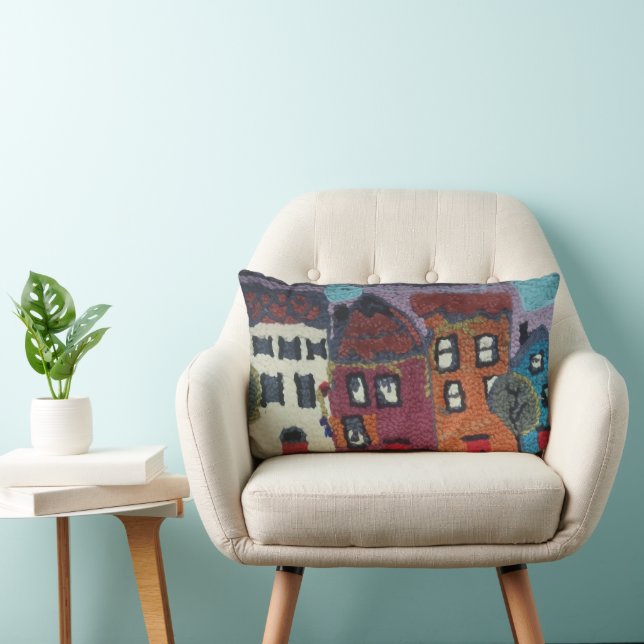 needle punc neighbourhood design pillow/houses lumbar cushion (Chair)