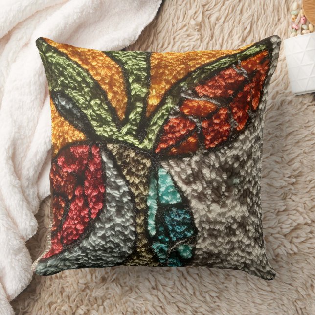 needle punch design abstract leaf and tree pillow (Blanket)