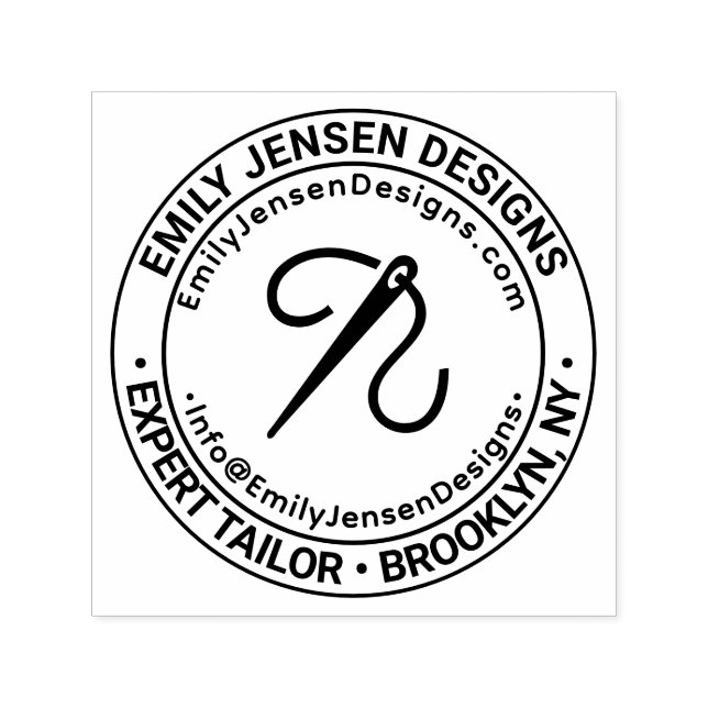Needle Sewing Business Name Location URL Email Self-inking Stamp (Design)