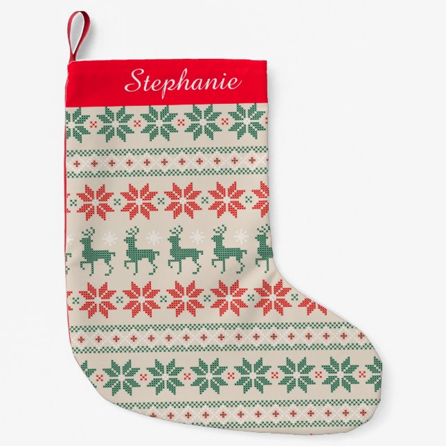 Needlepoint Look Christmas Stocking (Front)