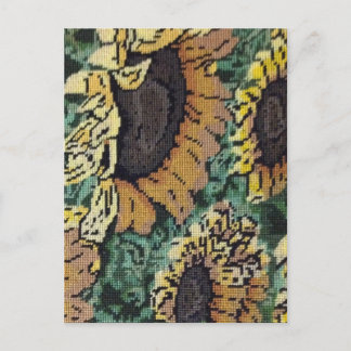 Needlepoint Sunflower Postcard