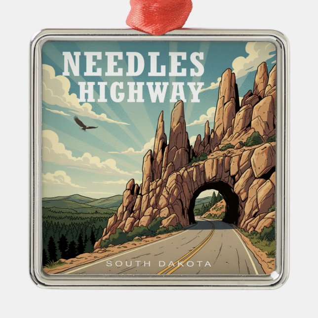 Needles Highway South Dakota Eagle Metal Tree Decoration (Front)