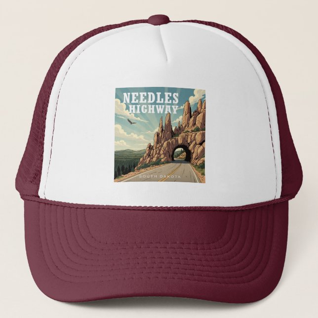 Needles Highway South Dakota Eagle Trucker Hat (Front)