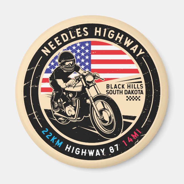 Needles Highway South Dakota Motorcycle Magnet (Front)