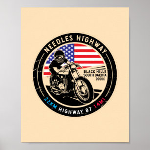 Needles Highway South Dakota Motorcycle Poster