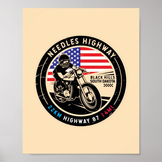 Needles Highway South Dakota Motorcycle Poster (Front)