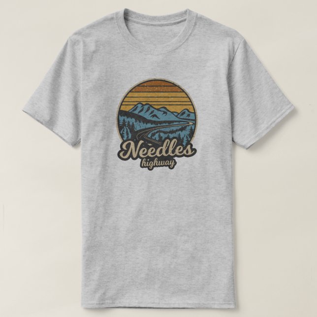 Needles Highway South Dakota Retro T-Shirt (Design Front)