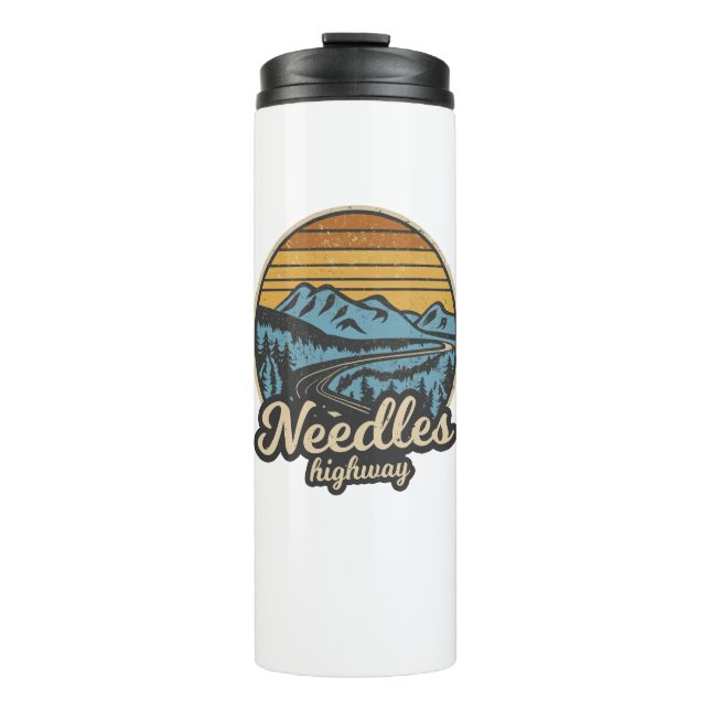Needles Highway South Dakota Retro Thermal Tumbler (Front)
