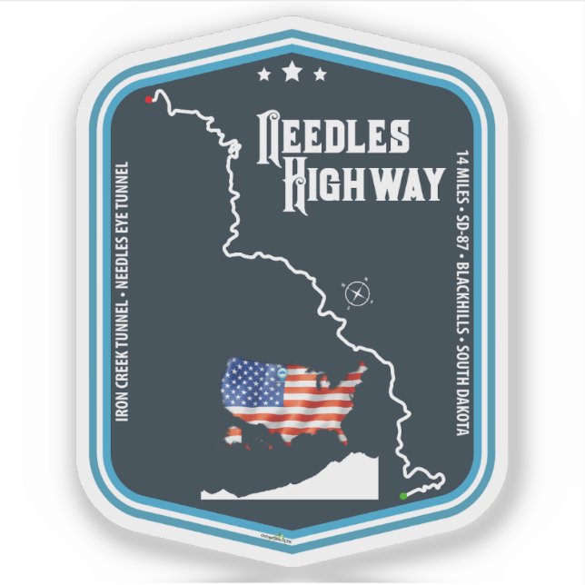 Needles Highway US87 USA Black Hills SD 03 Sticker (Front)