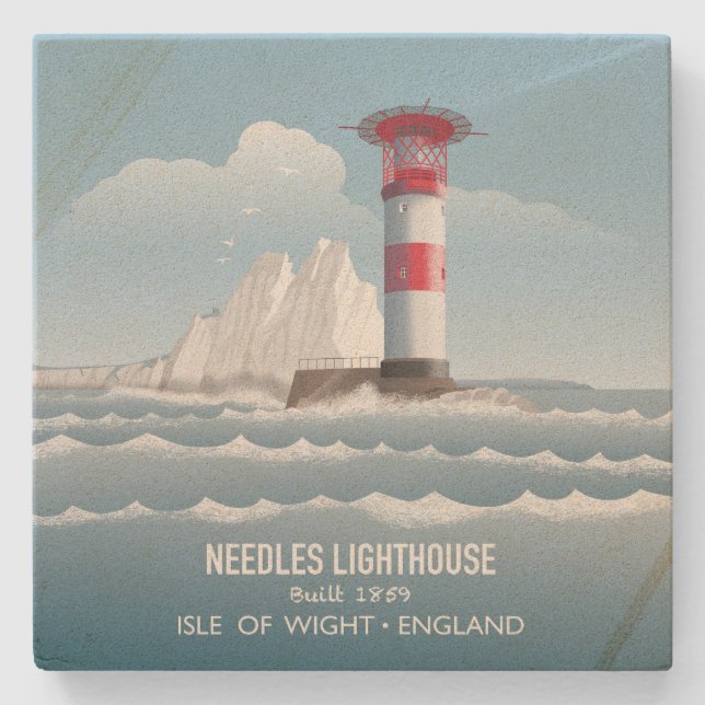 Needles Lighthouse Stone Coaster (Front)