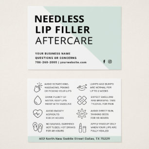 Needles Lips Filler Aesthetician Aftercare Card 