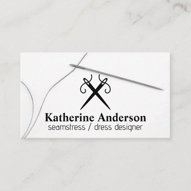 Needles & Thread | Tailor  Business Card (Front)