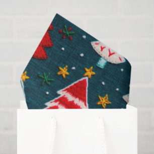 Needlework Christmas Trees Festive Holiday Tissue Paper