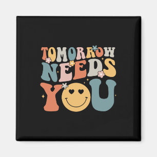Needs You Mental Health Awareness Groovy Retro 2 Magnet