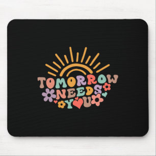 Needs You Mental Health Awareness Groovy Retro Mouse Pad