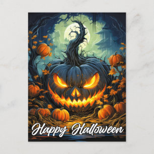 Nefarious Happy Halloween Pumpkin Illustration Postcard