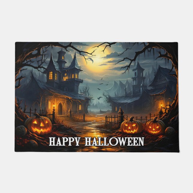 Nefarious Happy Halloween Pumpkins Doormat (Front)