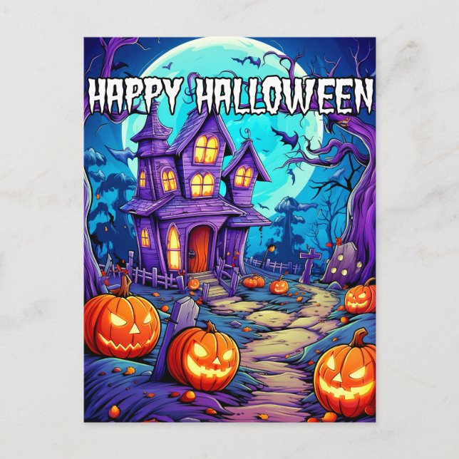 Nefarious Spooky Haunted House Postcard (Front)