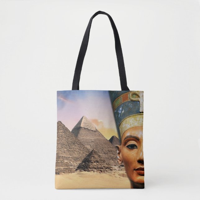 Nefertiti Akhenaten & Pyramids Tote Bag (Front)