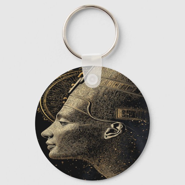 Nefertiti Modern Silhouette Line Art  Key Ring (Front)