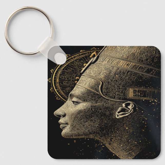 Nefertiti Modern Silhouette Line Art  Key Ring (Front)