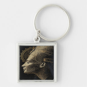 Nefertiti Modern Silhouette Line Art Key Ring