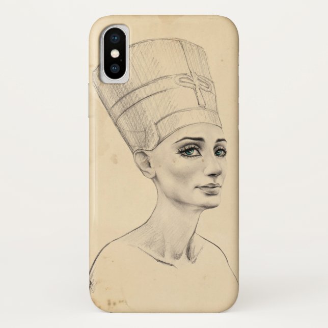 Nefertiti portrait drawing Ancient Egypt papyrus Case-Mate iPhone Case (Back)