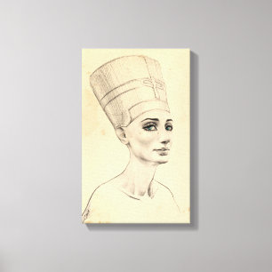 Nefertiti portrait on ancient papyrus texture canvas print